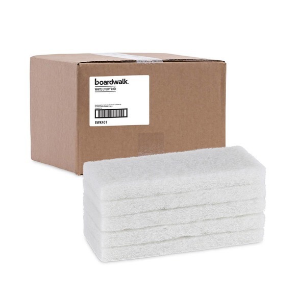 Boardwalk Light Duty White Utility Pad BWK 401 Case Of 5 Pads, Durable Reusable‎ - Picture 1 of 3